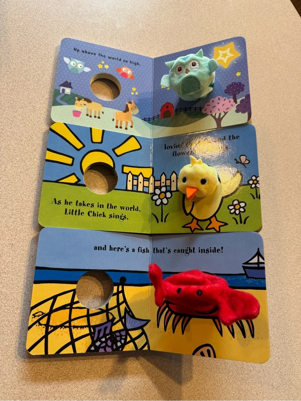 6 Toddler Kids Hard Covered Finger Puppet Books